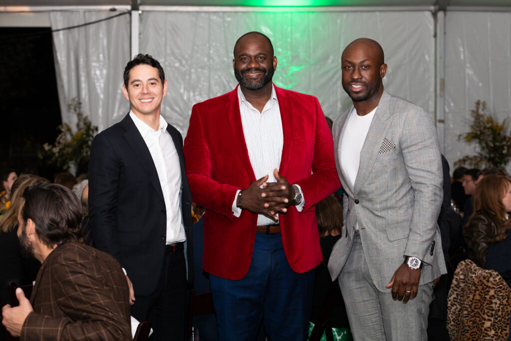 Roberto Contreras IV, Jerry Davis, Acho Azuike at the Buffalo Bayou Partnership gala  (Photo by Lawrence Elizabeth Knox)