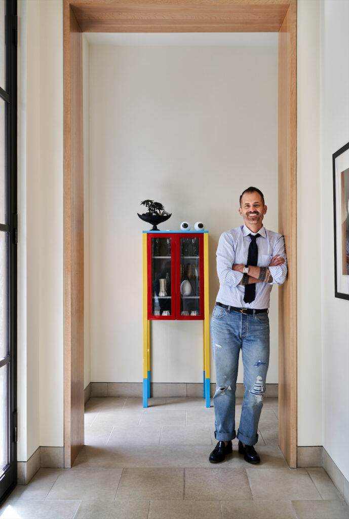 Interior designer Corbin See, 1980s Memphis tall chest designed by Ettore Sottsass. (Photo by Pär Bengtsson)