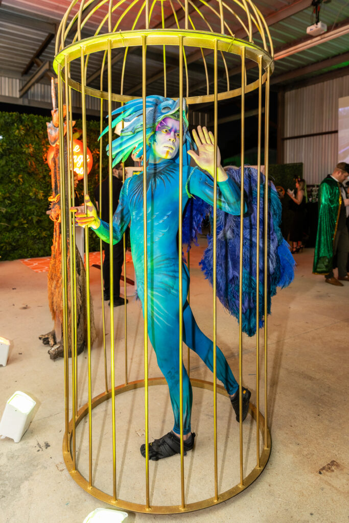 The Wild Bird Man at Orange Show Gala Where the Wild Things ART (Photo by Emily Jaschke and David DeHoyos)