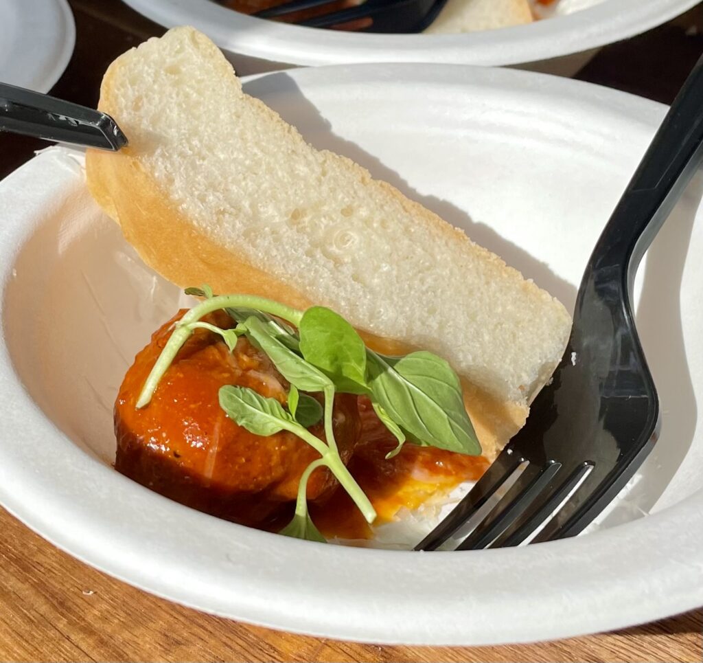 Moroccan lamb meatball topped with fresh mint by District. (Photo by Courtney Dabney)