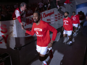 University of Houston head coach Kelvin Sampson coached the Cougars’ opening night game over the University of  Louisiana, Monroe