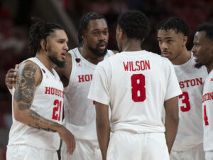 University of Houston head coach Kelvin Sampson coached the Cougars’ opening night game over the University of  Louisiana, Monroe