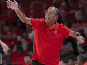 University of Houston head coach Kelvin Sampson coached the Cougars’ opening night game over the University of  Louisiana, Monroe