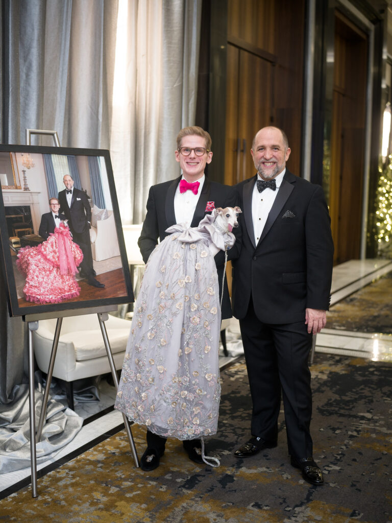 Daniel Irion, Kirk Kveton with Biscuit at the Citizens for Animal Protection Celebrity Paws Gala (Photo by Daniel Ortiz)