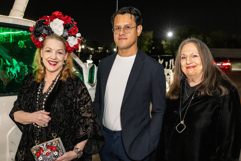 Debra Linse, Eduardo Portillo, Barbara Davis at Orange Show Gala Where the Wild Things ART (Photo by Emily Jaschke and David DeHoyos)