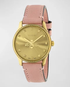 Extravagant Gifts 2023 – Gucci G-Timeless Bee logo watch with pink strap