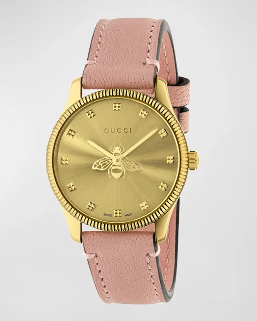 G-Timeless Bee Watch With Pink Strap ― $1400