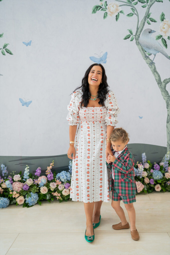 Dondolo founder Catalina Gonzalez Jorba, who received the 2023 Fashion Notes Designer Award, pictured with her son. (Photo by Domus Aurea)