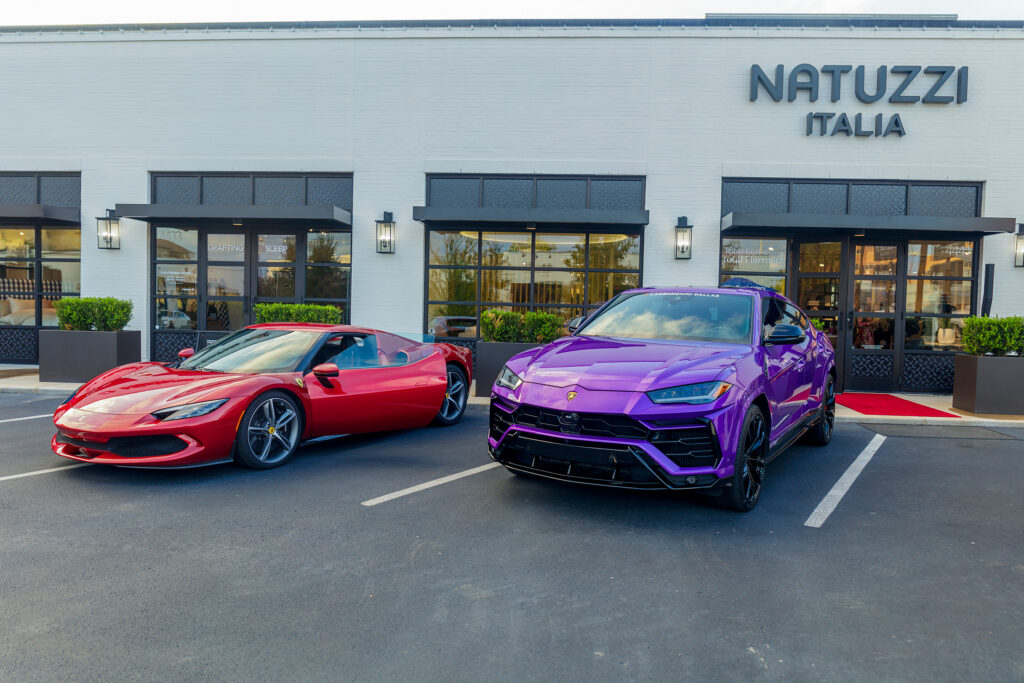 Ferrari and Lamborghini stylings provided by Boardwalk Ferrari and Lamborghini Dallas.