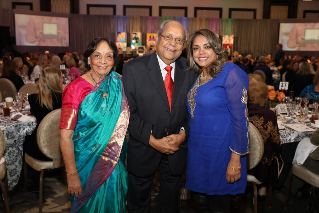 Former Woman of Substance Leela Krishnamurthy with husband Nat and daughter Gita Murthy at the Women of Substance luncheon.  (Photo by Priscilla Dickson)