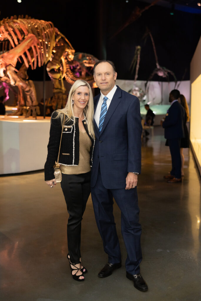 HMNS 2024 gala chairs Michelle & Alan Smith at the preview of HMNS' re-imagined Welch Hall: Matter & Motion (Photo by Mike Rathke, HMNS Photographer)