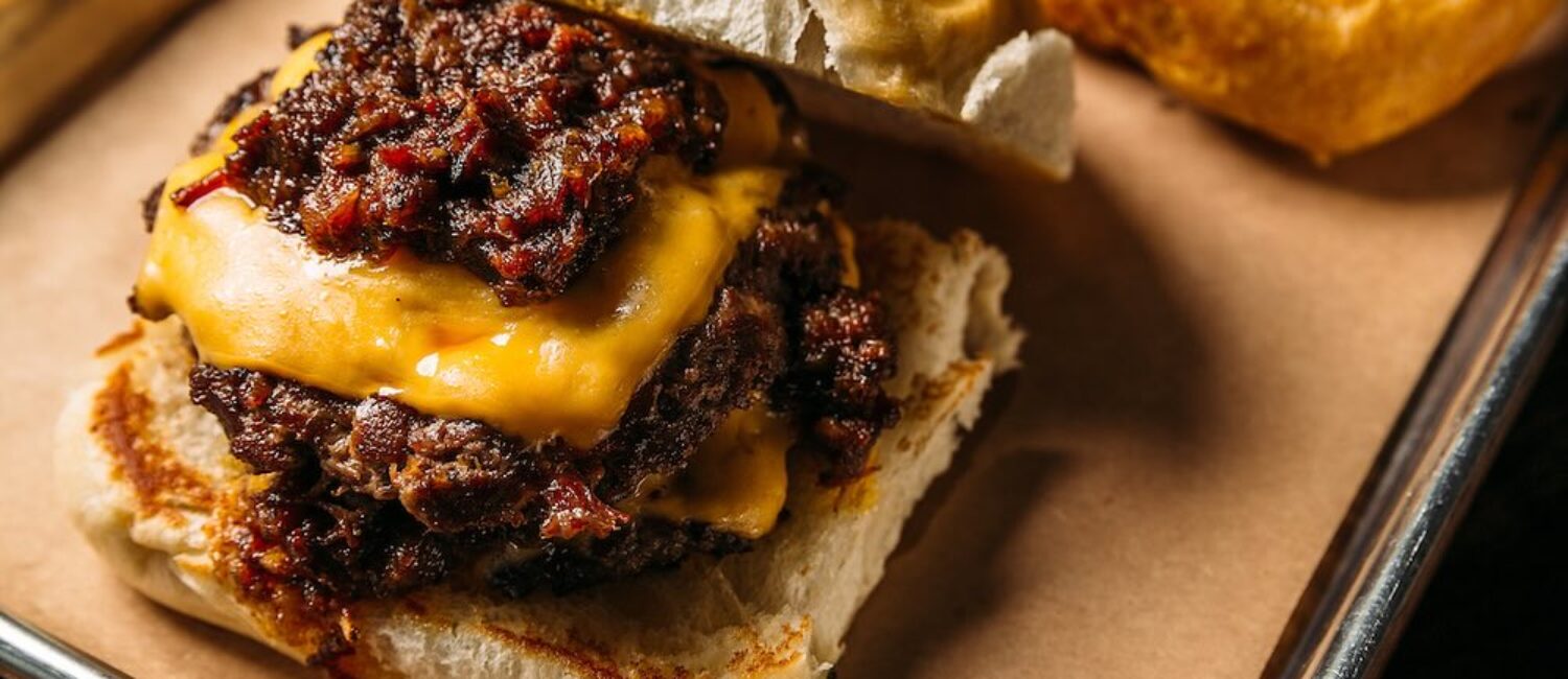 Heim – Behold the Heim burger topped with burnt bacon ends jam.