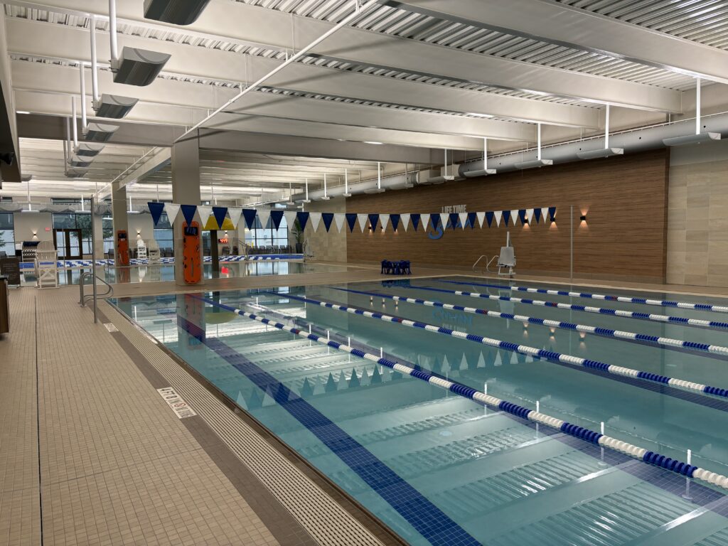 Indoor lap pools are available in separate pools for adults and kids.  