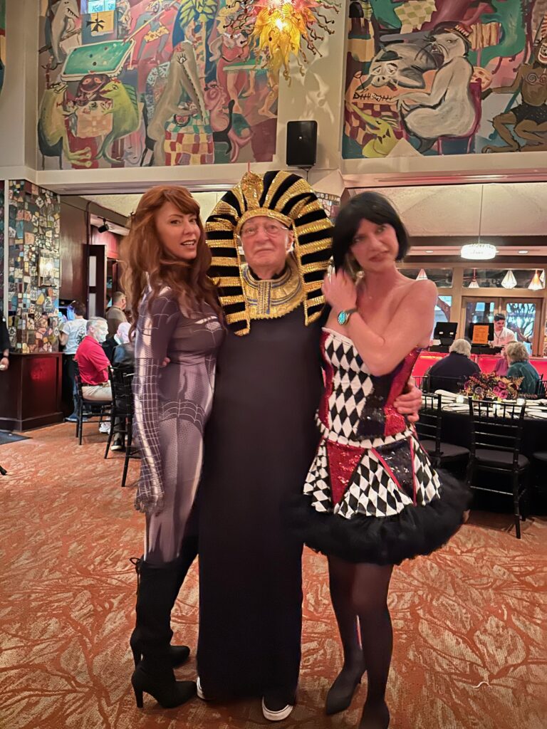 Architect and Professor at the University of Houston Shafik Rifaat with sexy dance partners s at the La Griglia Halloween bash (Photo by Shelby Hodge)