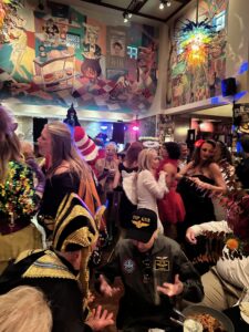 The party crush celebrating La Griglia's last Halloween bash surges to more than 800 costumed revelers through the River Oaks Shopping Center hot spot. The restaurant moves to 2817 West Dallas on November 20. (Photo by Shelby Hodge)