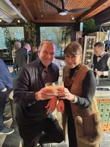 Tilman Fertitta and Shelby Hodge toast the new La Griglia at 2817 West Dallas. (Courtesy photo)