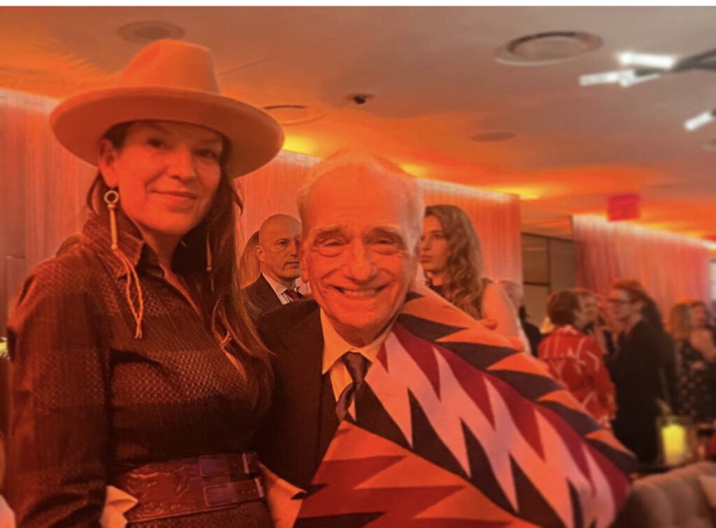 "Killers of the Flower Moon" assistant art director Addie Roanhorse shares a candid moment with director Martin Scorsese. (Courtesy Addie Roanhorse)