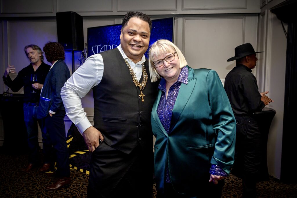 Michael Polk, honoree Cecily E. Horton at Art League Houston’s 75th Anniversary Gala  (Photo by Alex Barber and Laura Burlton)