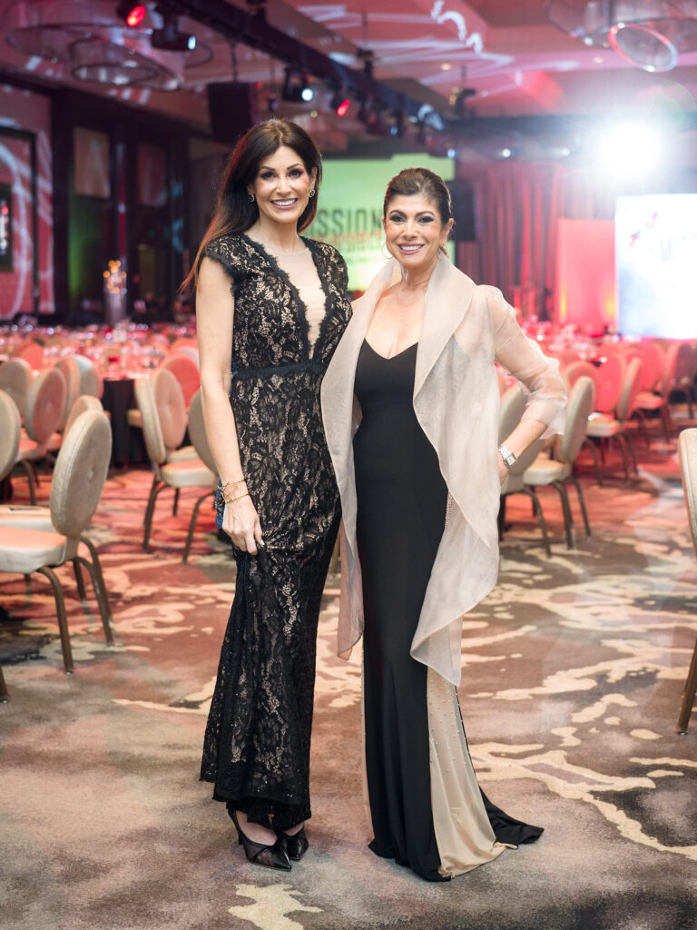 Gala chairs Jody Merritt, Christine Johnson change into their ballgowns at the Citizens for Animal Protection Celebrity Paws Gala (Photo by Daniel Ortiz)