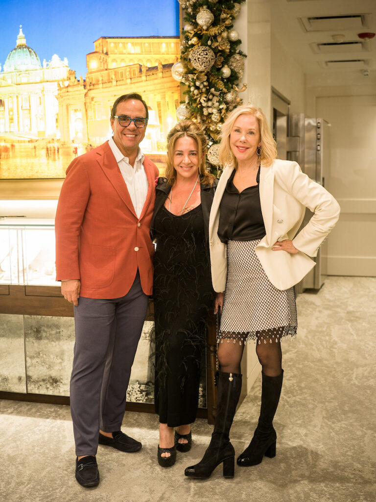 John & Lisa Santasiero, Laura Rathe at the Valobra Master Jewelers holiday client appreciation party. (Photo by Daniel Ortiz)