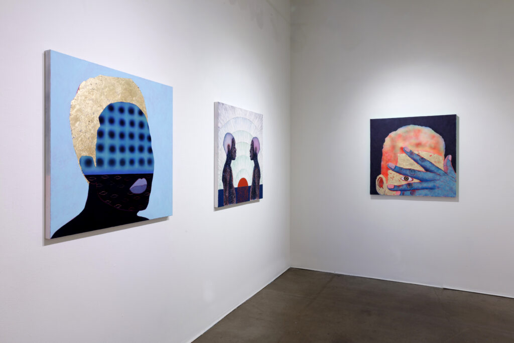 An installation view of the "Johnny Floyd: Hyperblack Spectacle" (2021) solo exhibit at Conduit Gallery in Dallas. This exhibit marked artist Johnny Floyd's first solo gallery exhibition as an artist. (Courtesy Conduit Gallery, Dallas)