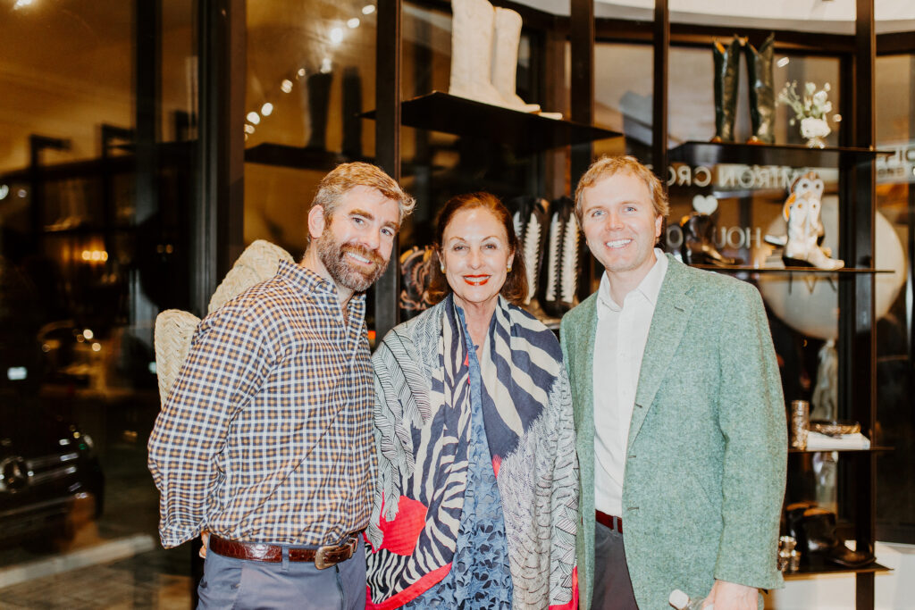 Mack Smith, Jackie Means, Preston Ward at the Miron Crosby Houston pre-opening party. (Photo by Emma Umana)