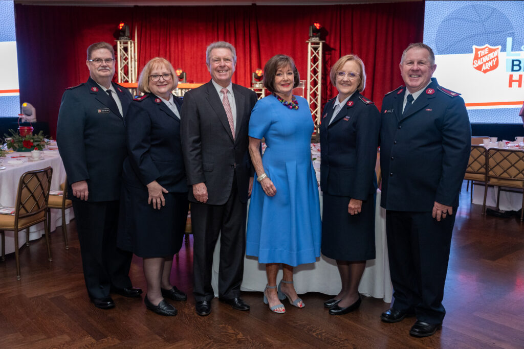 Salvation Army Majors Rob & Carolynn Webb, Joe & Cathy Cleary, Lt. Colonels Art & Ann Penhale at the Salvation Army of Greater Houston Annual Luncheon
