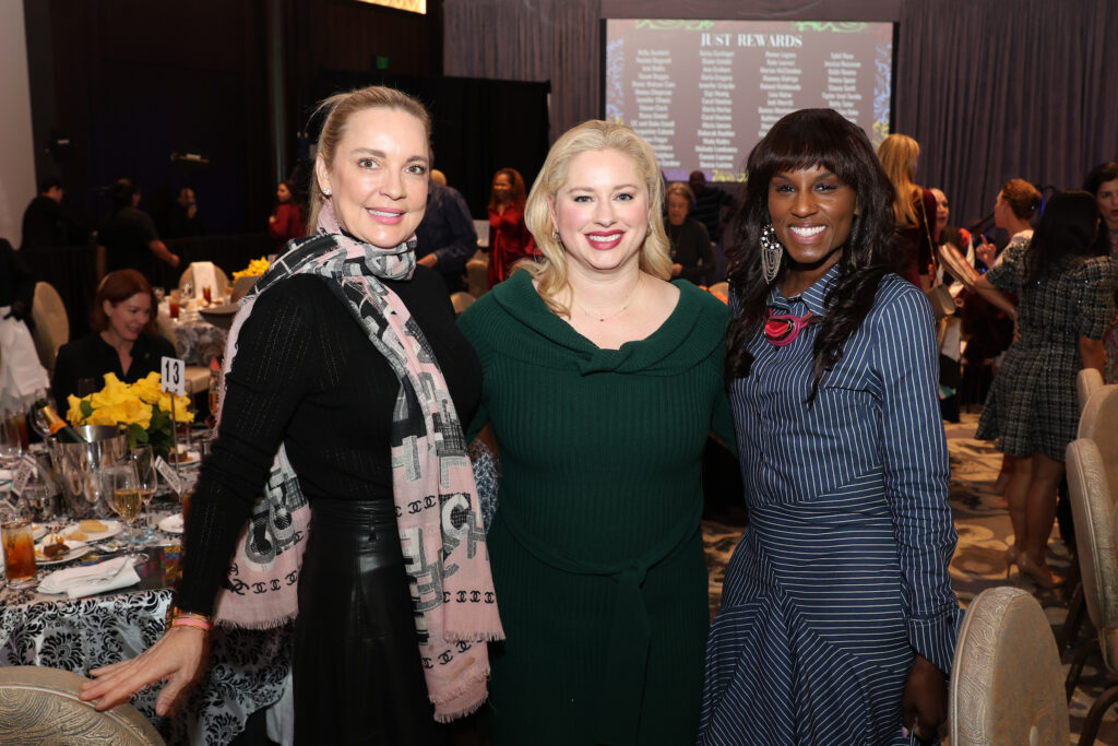 Melissa Juneau, one of the $20,000 donors, with honorees April McGee and Kathy Givens at the Women of Substance luncheon.  (Photo by Priscilla Dickson)
