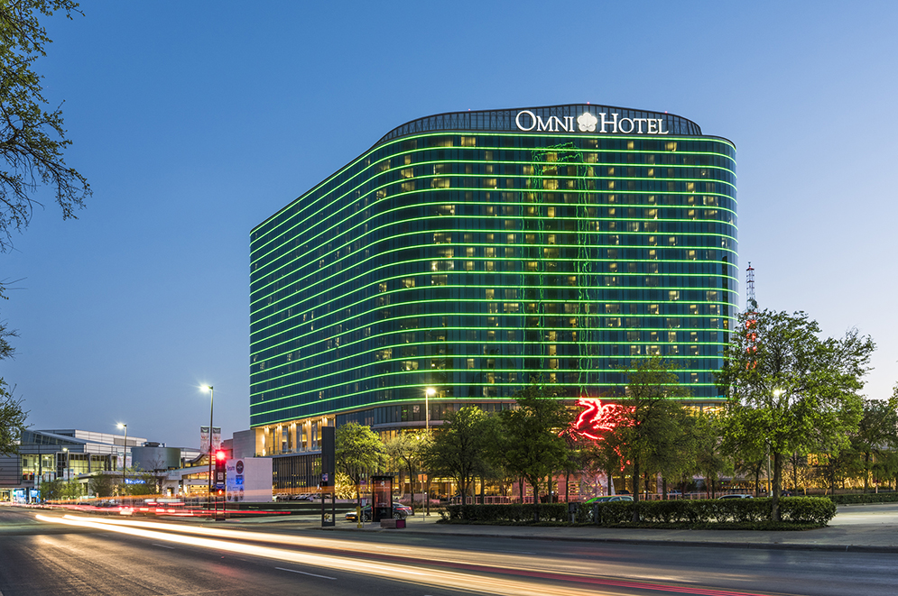 The Omni Dallas Hotel has some of the best light shows in the city all throughout the year.