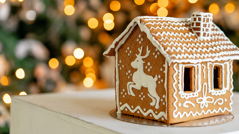 Kids can decorate a gingerbread house at one of the Holiday Workshops.