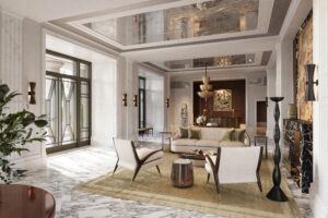 Rosewood – Residences Turtle Creek lobby and hallway design.