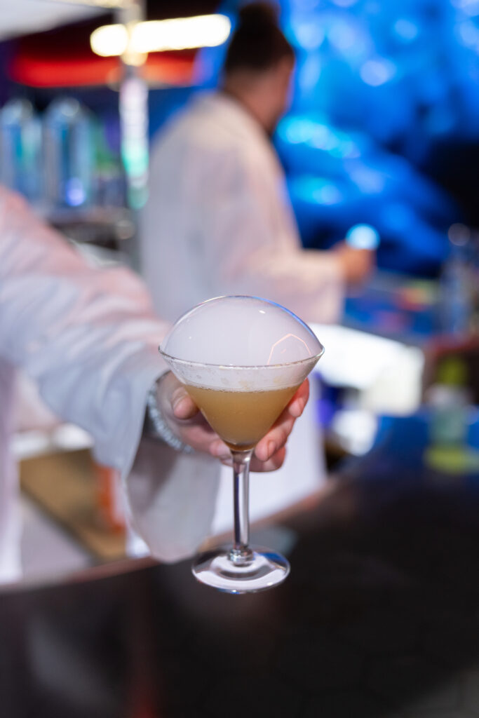The Big Band Theory cocktail by The Grand Bevy served at the preview of HMNS' re-imagined Welch Hall: Matter & Motion (Photo by Mike Rathke, HMNS Photographer)