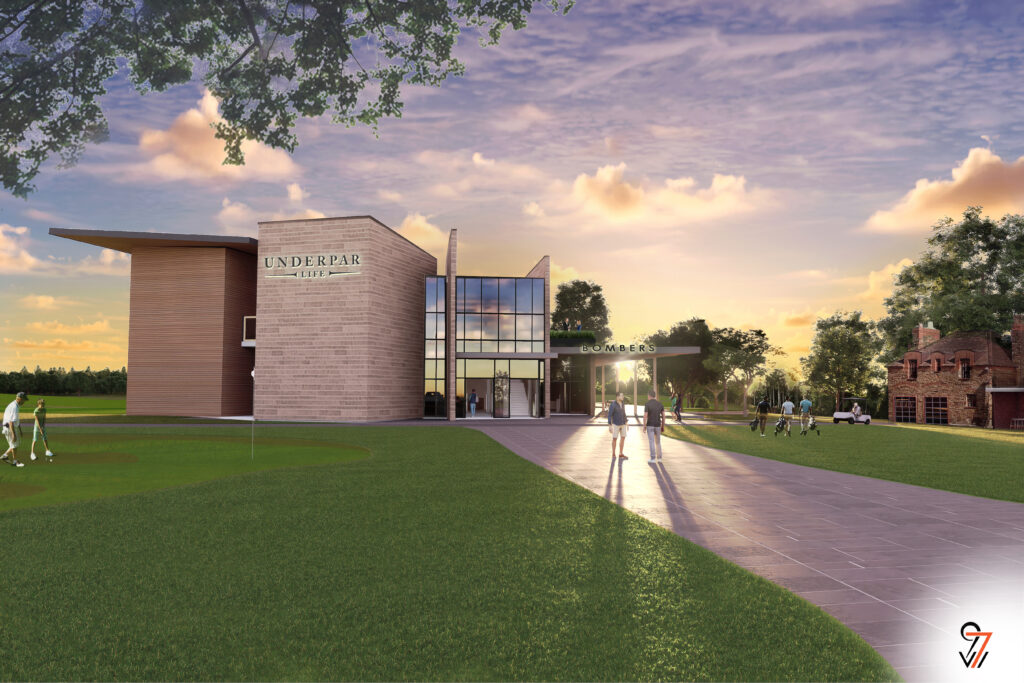 UnderPar Life has big plans of expanding golf-centric entertainment venues with realistic Trackman technology and upscale dining. (Rendering by 97w)