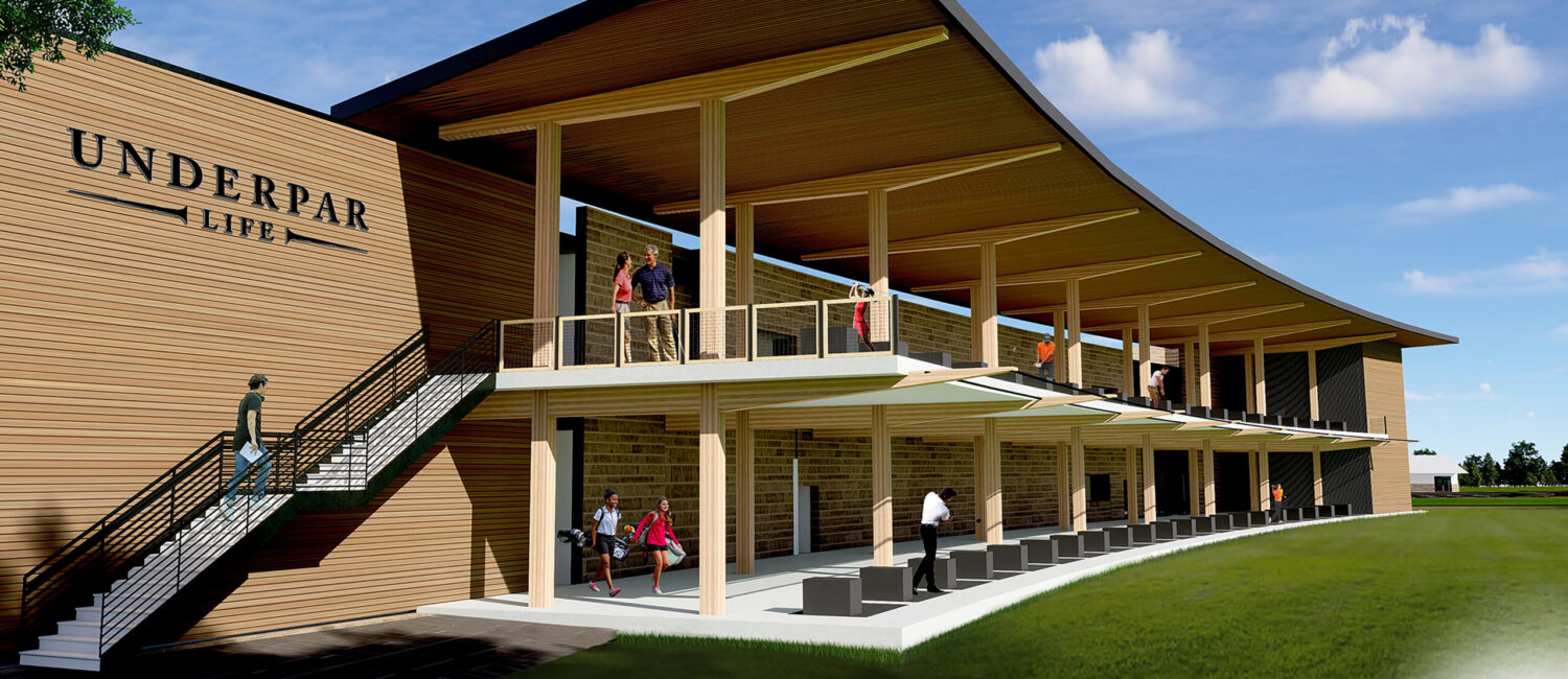 UnderPar – Unique hitting bays will be fitted with Trackman technology. (Rendering by 97w)