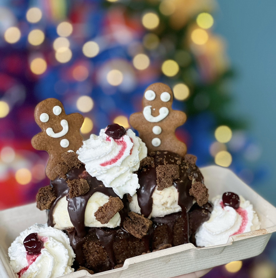 Fat Cat Creamery offers scoops, milkshakes, sundaes, old-fashioned sodas, boozy milkshakes, ice cream cocktails, and more. It's also at Stomping Grounds.