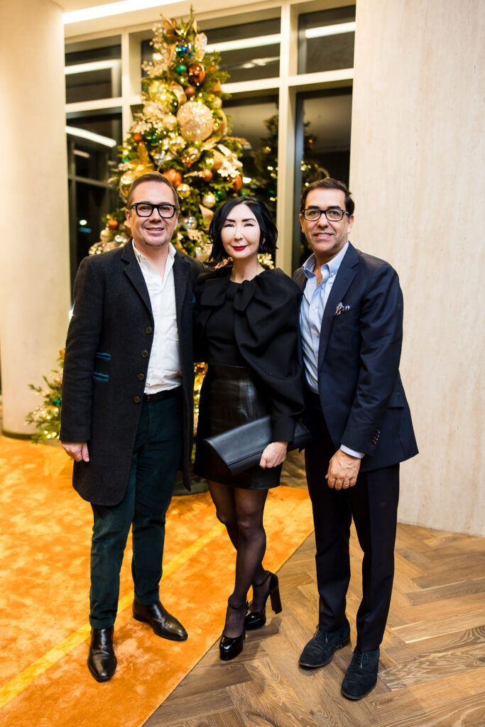 Adrian Duenas, Carrie Brandsberg-Dahl, Marcelo Saenz at the grand opening of Residences at The Allen. (Photo by Hung L. Truong Photography)