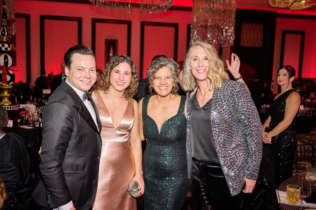Alex & Allison Sandin, Holly Krivokapich, Katie Overton at the Spindletop Holiday Ball  (Photo by PWL Studios/Fulton Davenport)