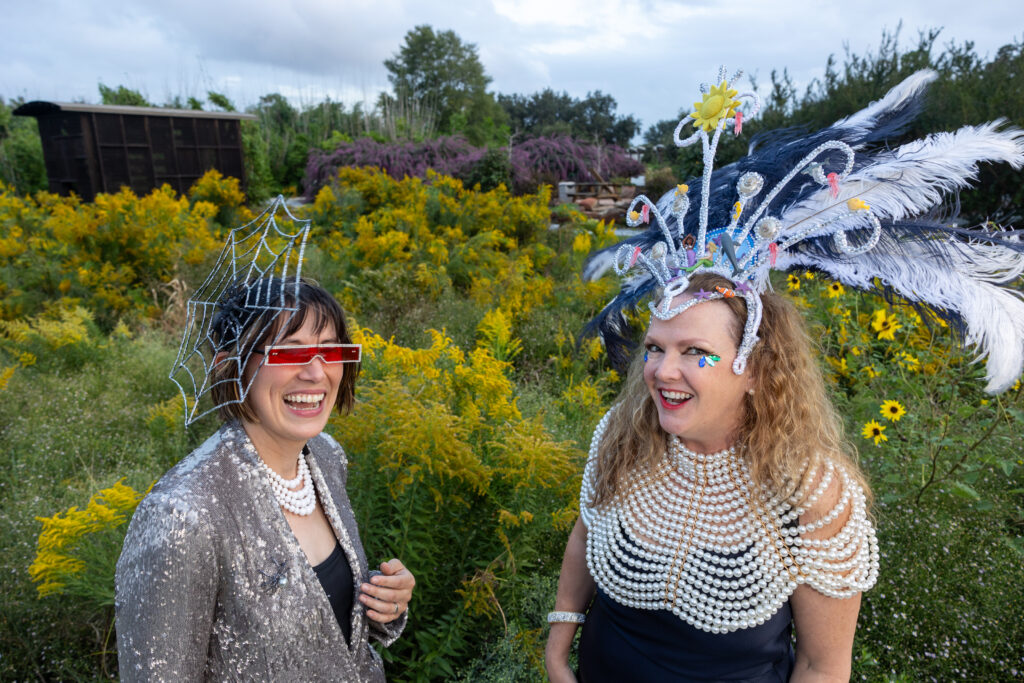 Anna Walker, Eleanor Williams at Lawndale Art Center Hair Ball  (Photo by Jenny Antill Clifton)