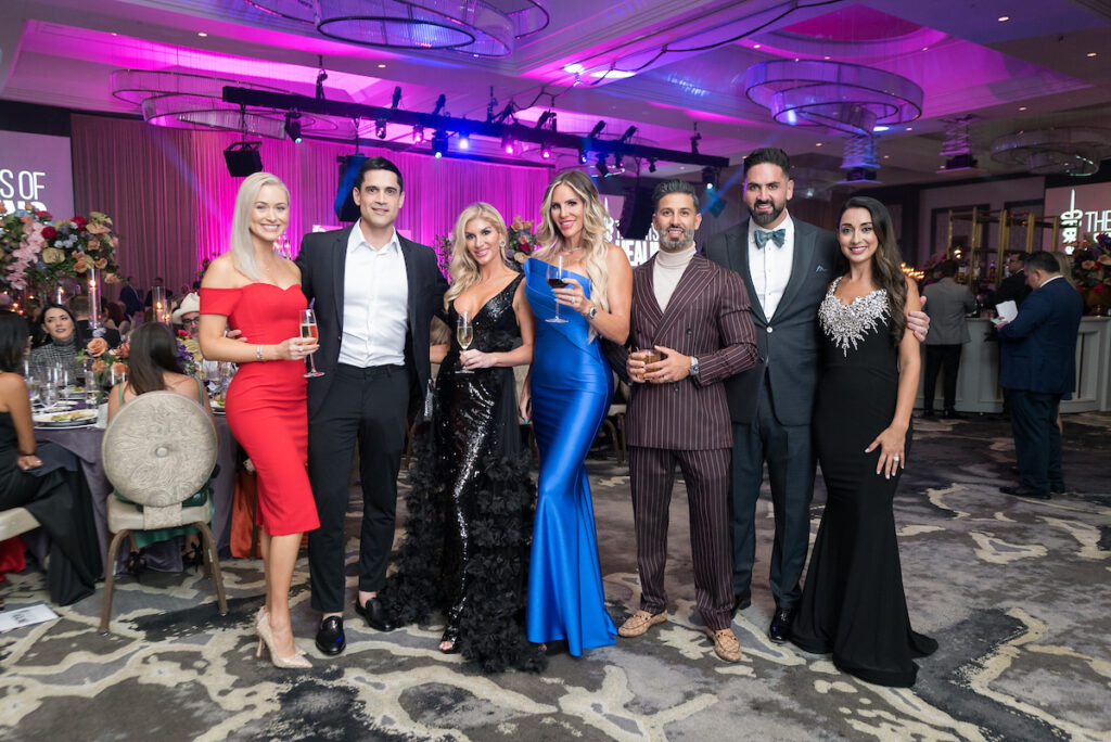 Ashley Morgan, Alex Toutounchi, Nathalie Kosman, Jessica Hatch, Farbod Farrokhza, Dr. Khaled & Amal Khalaf_ at the Arts of Healing Foundation Physician Art Show and Dinner at the Post Oak Hotel (Photo by Daniel Ortiz)