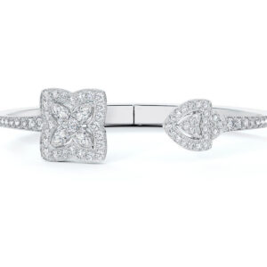 NEW-ENCHANTED LOTUS OPEN BANGLE IN WHITE GOLD