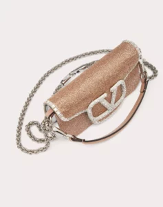 Bags – Valentino Garavani – Loco cyrystal bag with shimmering Swarovski logo and copper tone