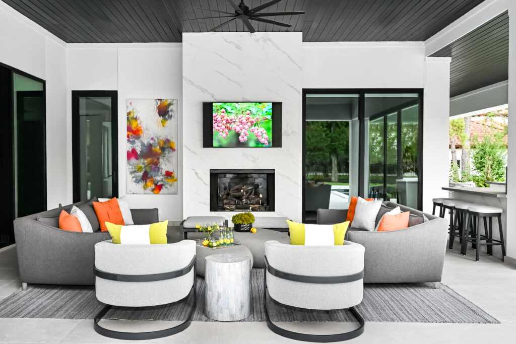 The outdoor spaces at this Carlton Woods estate are impressive too.