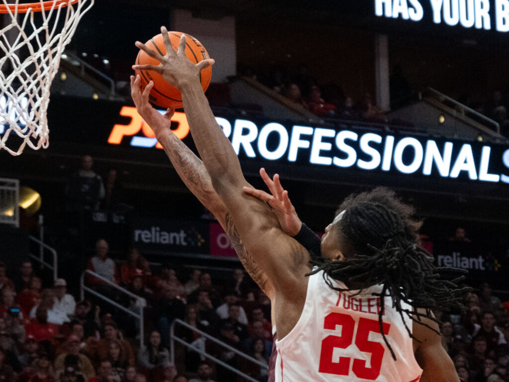 University of Houston forward JoJo Tugler is expected to miss the rest of the season (including the NCAA Tournament) with a stress injury in his right foot, a huge blow to the nation's No. 1 ranked team. (Photo by F. Carter Smith)