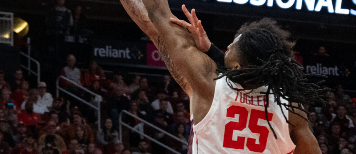 University of Houston forward JoJo Tugler is expected to miss the rest of the season (including the NCAA Tournament) with a stress injury in his right foot, a huge blow to the nation's No. 1 ranked team. (Photo by F. Carter Smith)