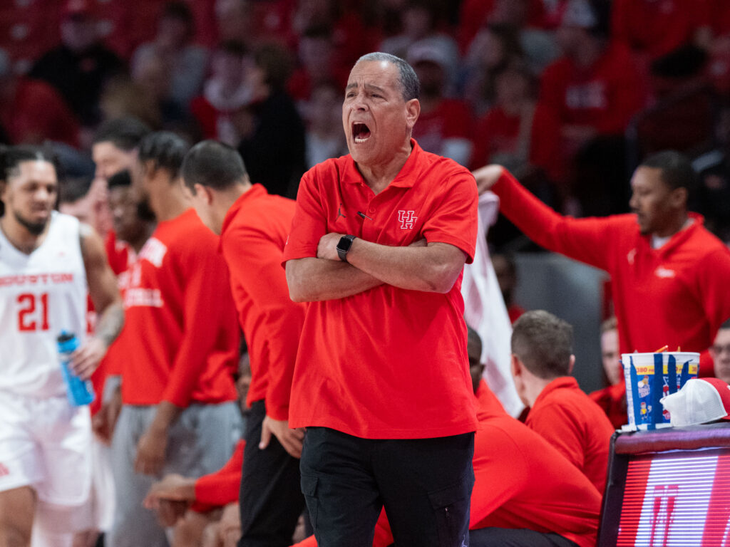 University of Houston coach Kelvin Sampson never lets up or gives in. (Photo by F. Carter Smith)