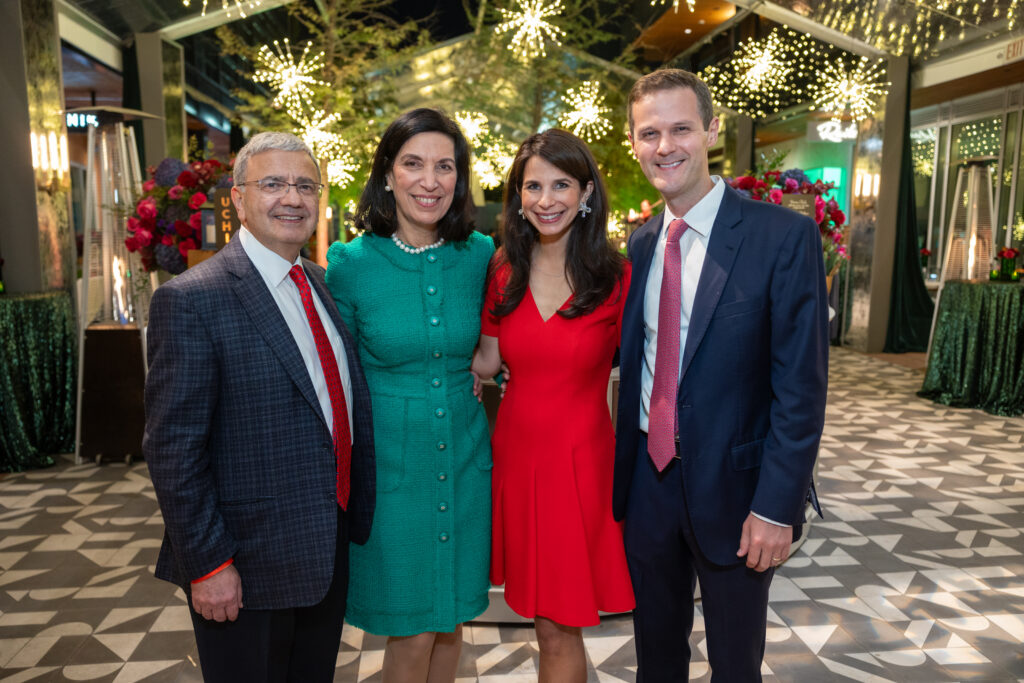 Drs. William & Huda Zoghbi, Roula & Tyler Smith at Texas Children's Hospital Ambassadors holiday party held at the Montrose Collective. (Photo by Jenny Antill/Texas Children's Hospital)