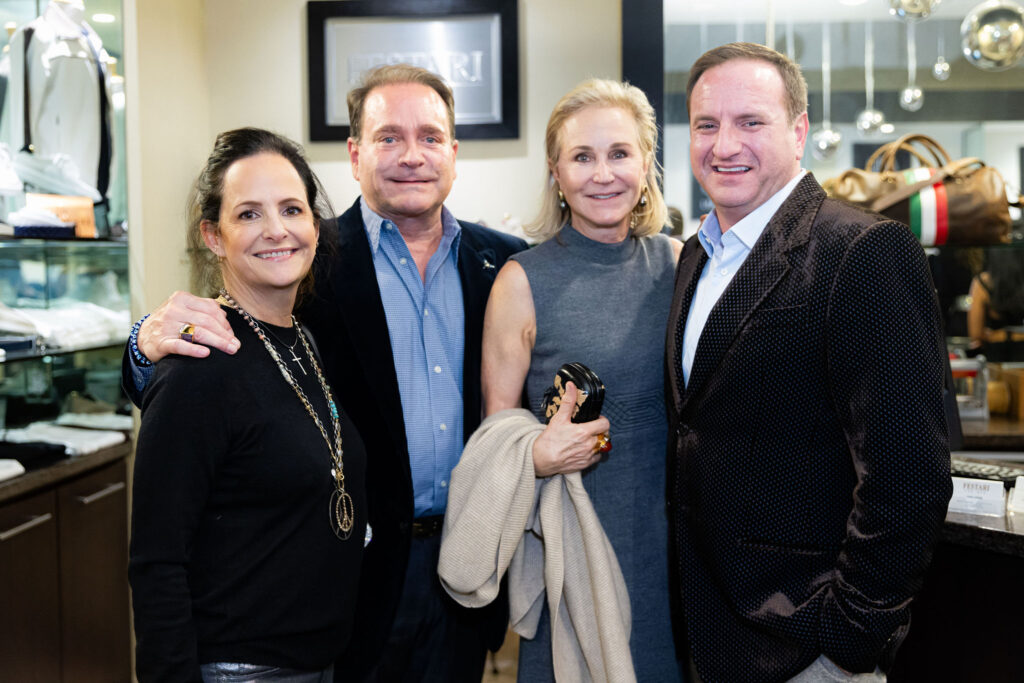 Susan Sanders, Don Mafrige, Jr., Cathy Echols, Tony Gibson at the Festari for Men 30th anniversary fete and holiday party.   (Photo by Steven Traylor)