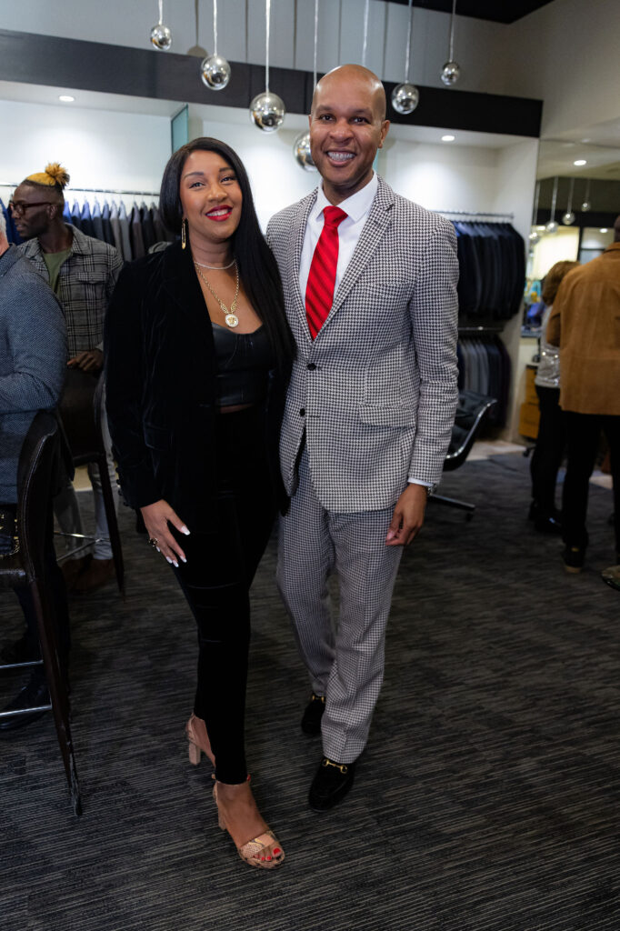 Cicely Reid, Travis Torrence at the Festari for Men 30th anniversary fete and holiday party.   (Photo by Steven Traylor)