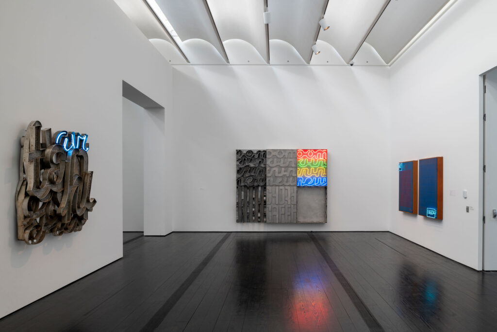 An installation view of the "Chryssa & New York" exhibition, which runs through March 10 at The Menil Collection. (Photo by Paul Hester. Courtesy The Menil Collection)