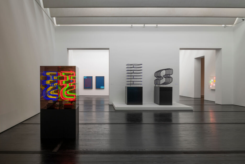 An installation view of the "Chryssa & New York" exhibition, which runs through March 10 at The Menil Collection. (Photo by Paul Hester. Courtesy The Menil Collection)